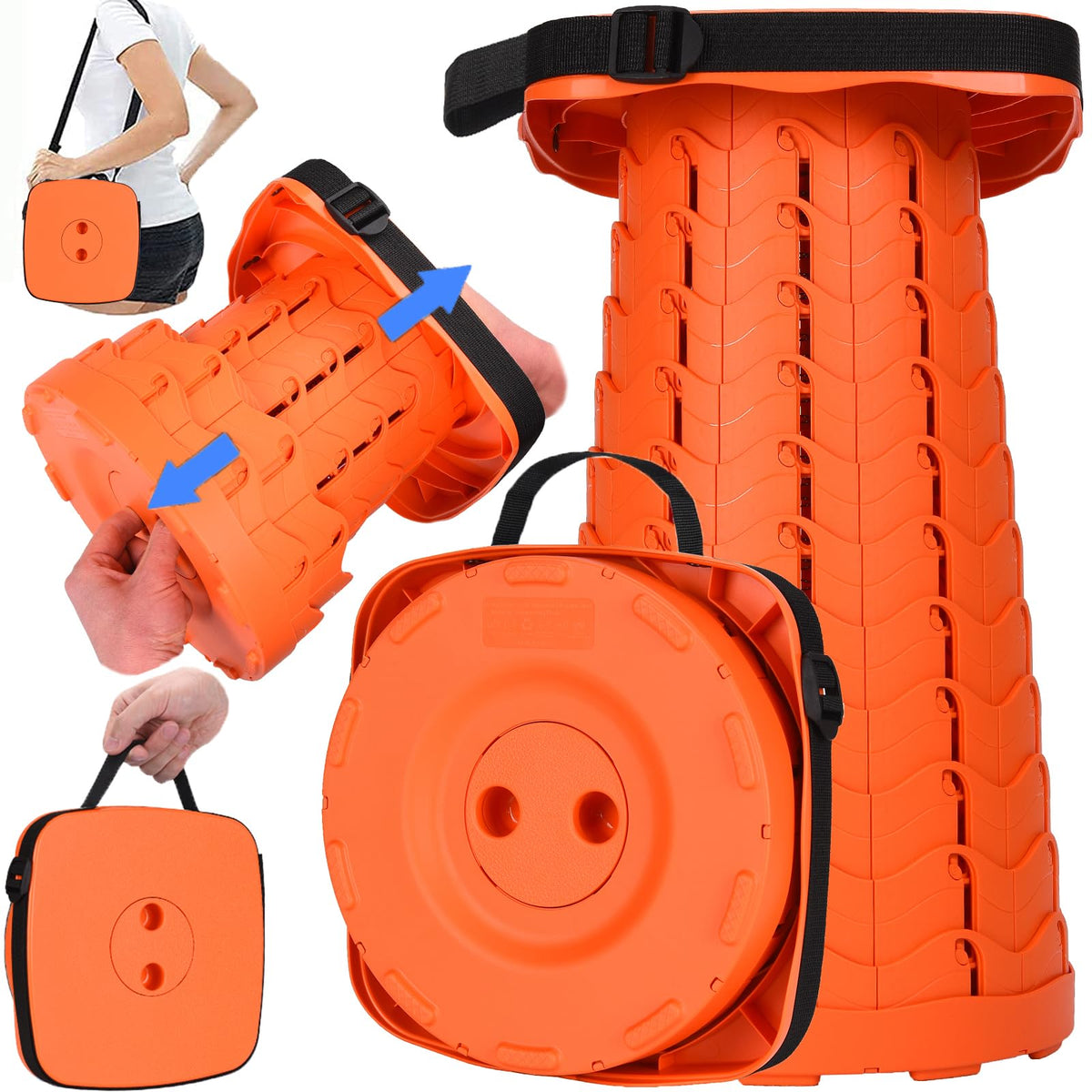 Fishboy stool folded-compact shows easy portability for travel and storage.