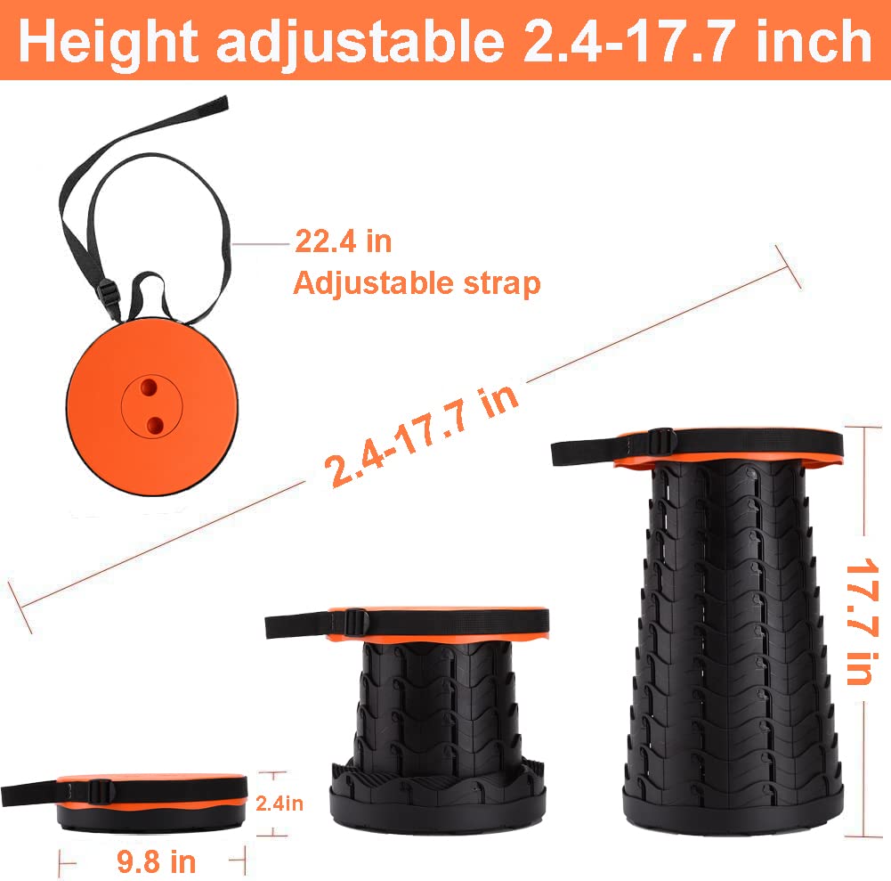 Fishboy Upgraded Collapsible Stool height adjustable for versatile seating on hikes.