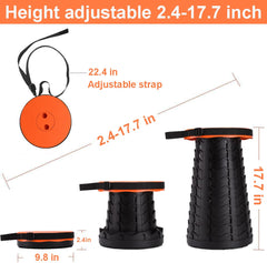 Fishboy Upgraded Collapsible Stool height adjustable for versatile seating on hikes.