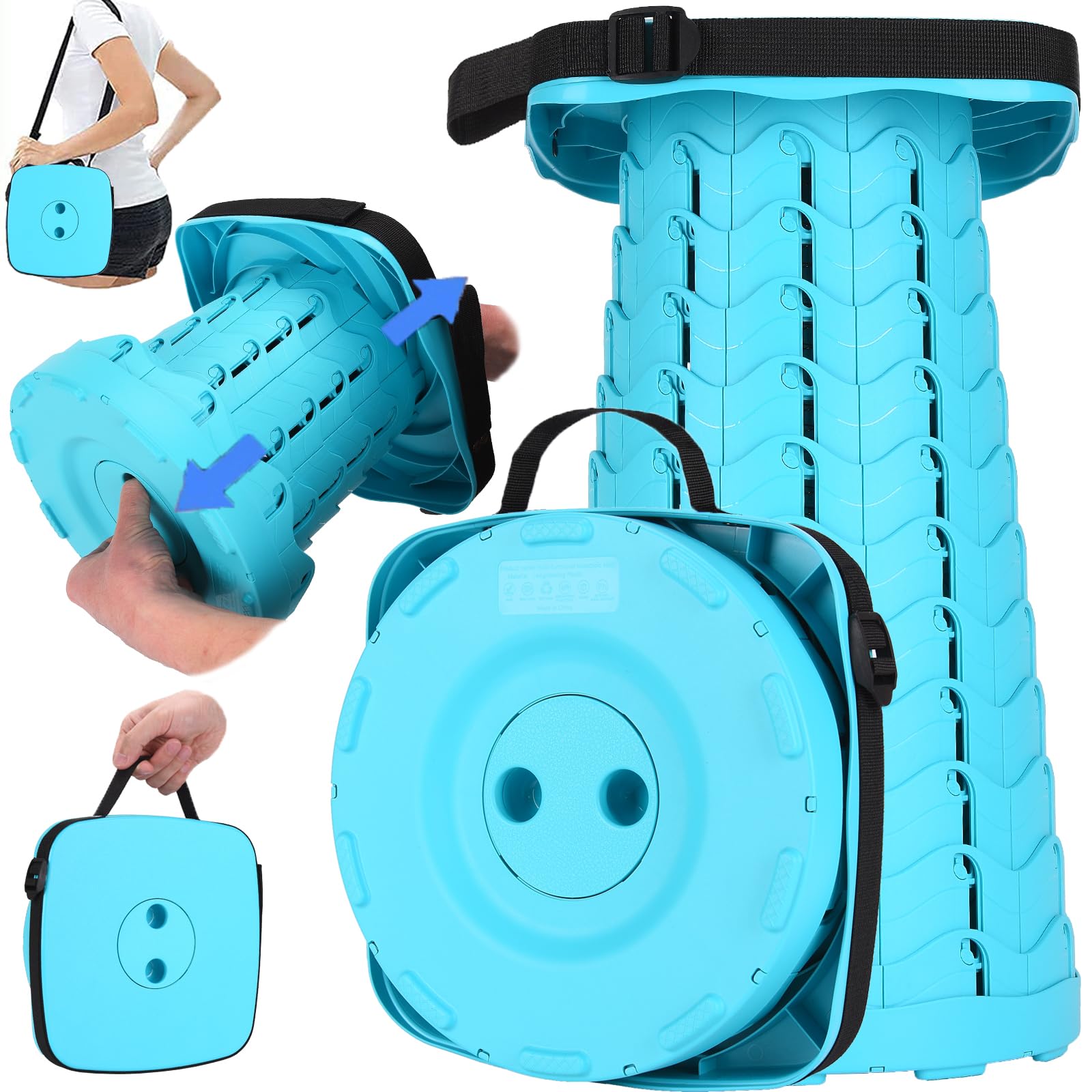 Fishboy Upgraded Collapsible Stool closed, compact and easy to store for travel
