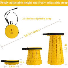 Fishboy Upgraded Collapsible Stool showing height adjustment feature for comfortable seating.
