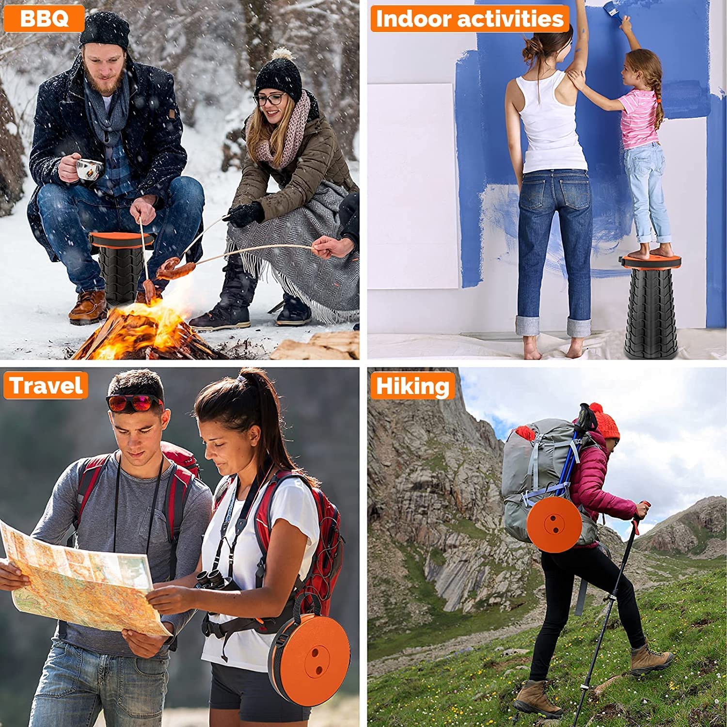 Fishboy Upgraded Collapsible Stool with shoulder strap ready for fishing and hiking.
