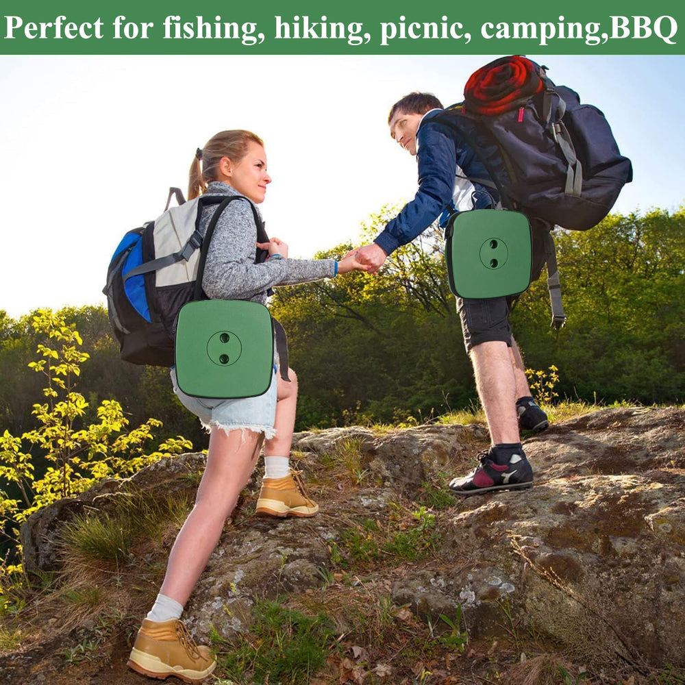 Fishboy Upgraded Square Collapsible Stool open at adjustable height for outdoor seating