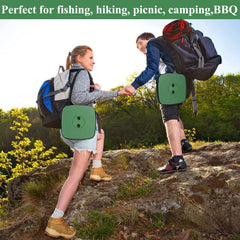 Fishboy Upgraded Square Collapsible Stool open at adjustable height for outdoor seating