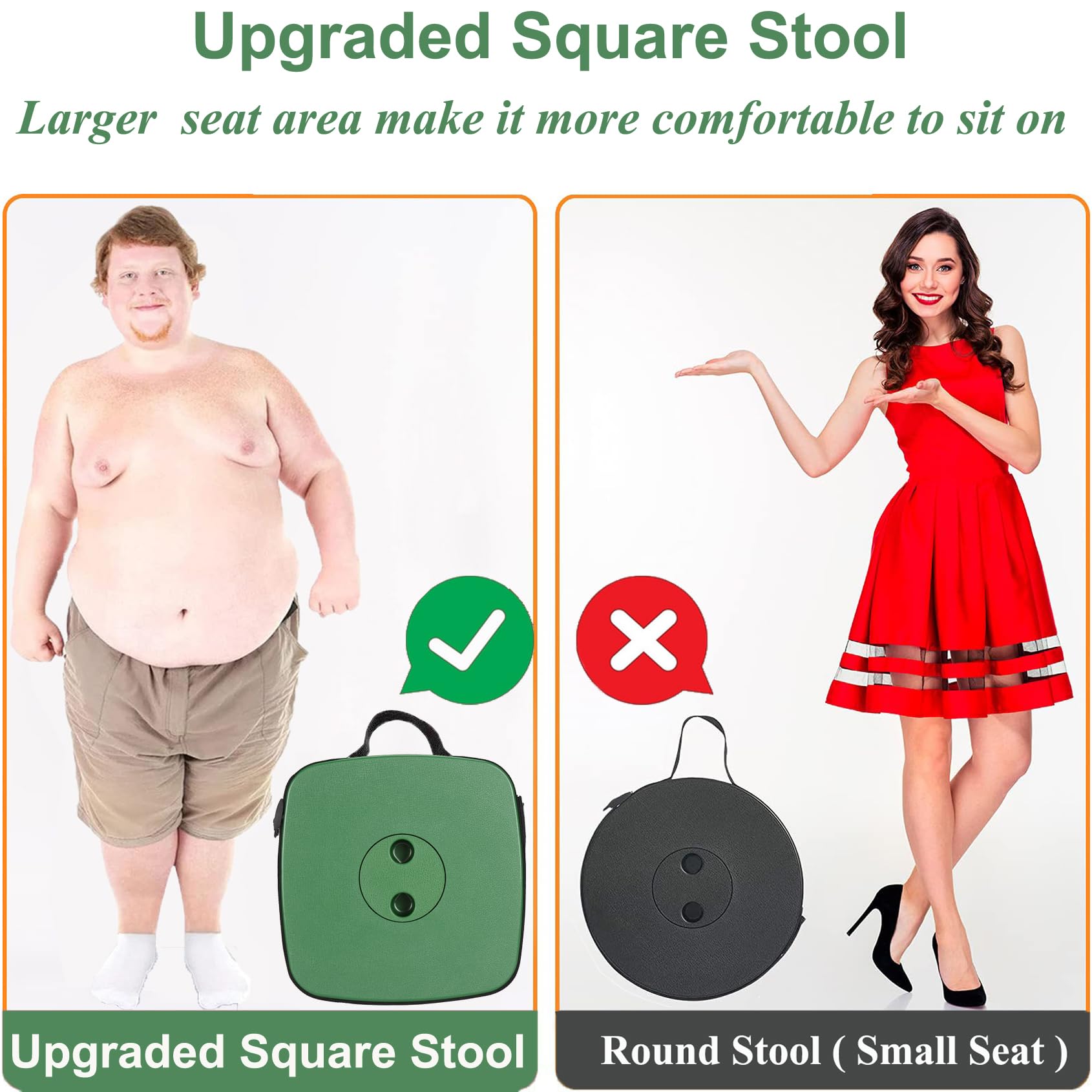Fishboy Upgraded Square Collapsible Stool portable lightweight for hiking or camping