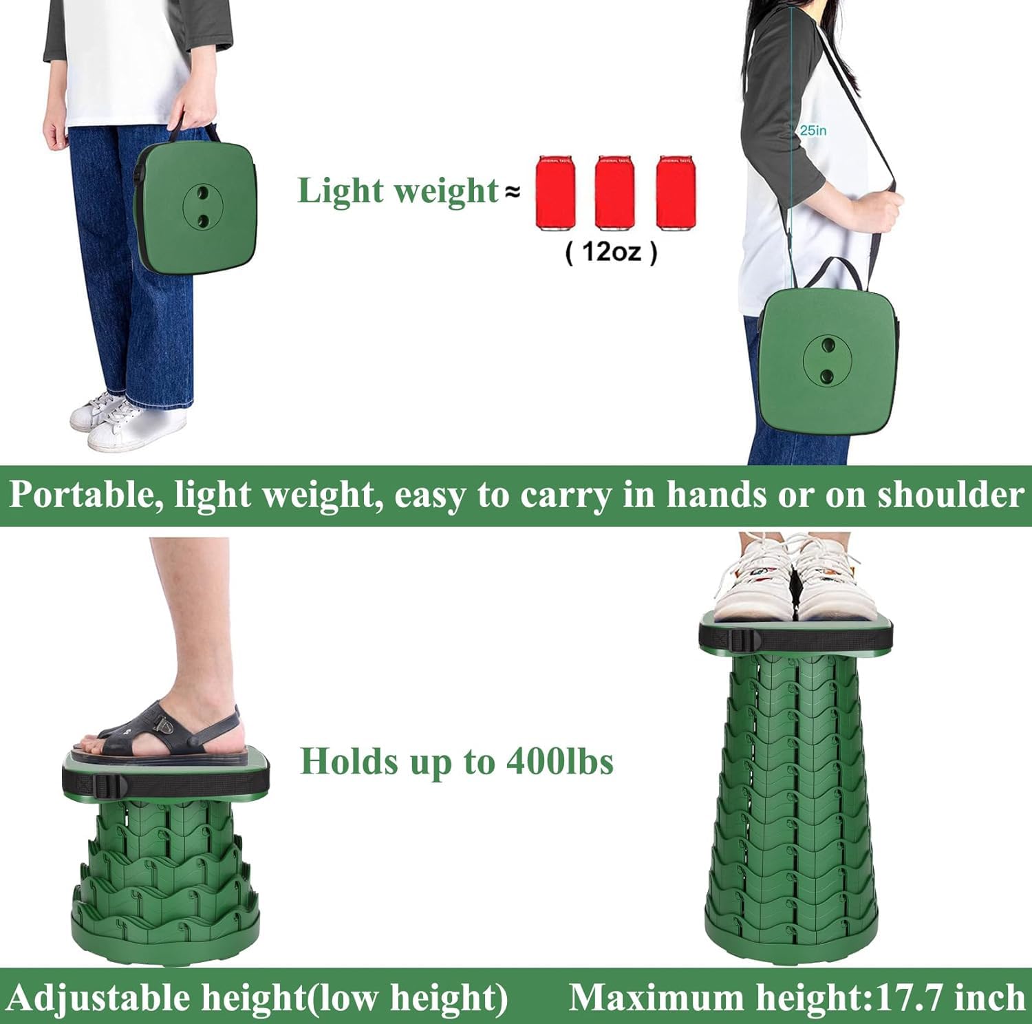 Fishboy Upgraded Square Collapsible Stool features self open prevention for safety