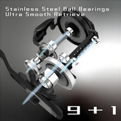 FISHDROPS baitcaster reel drag washers image reveals high drag control for big fish.