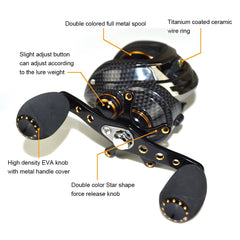 FishDrops baitcasting reel with 17+1 bearings for silky retrieves.
