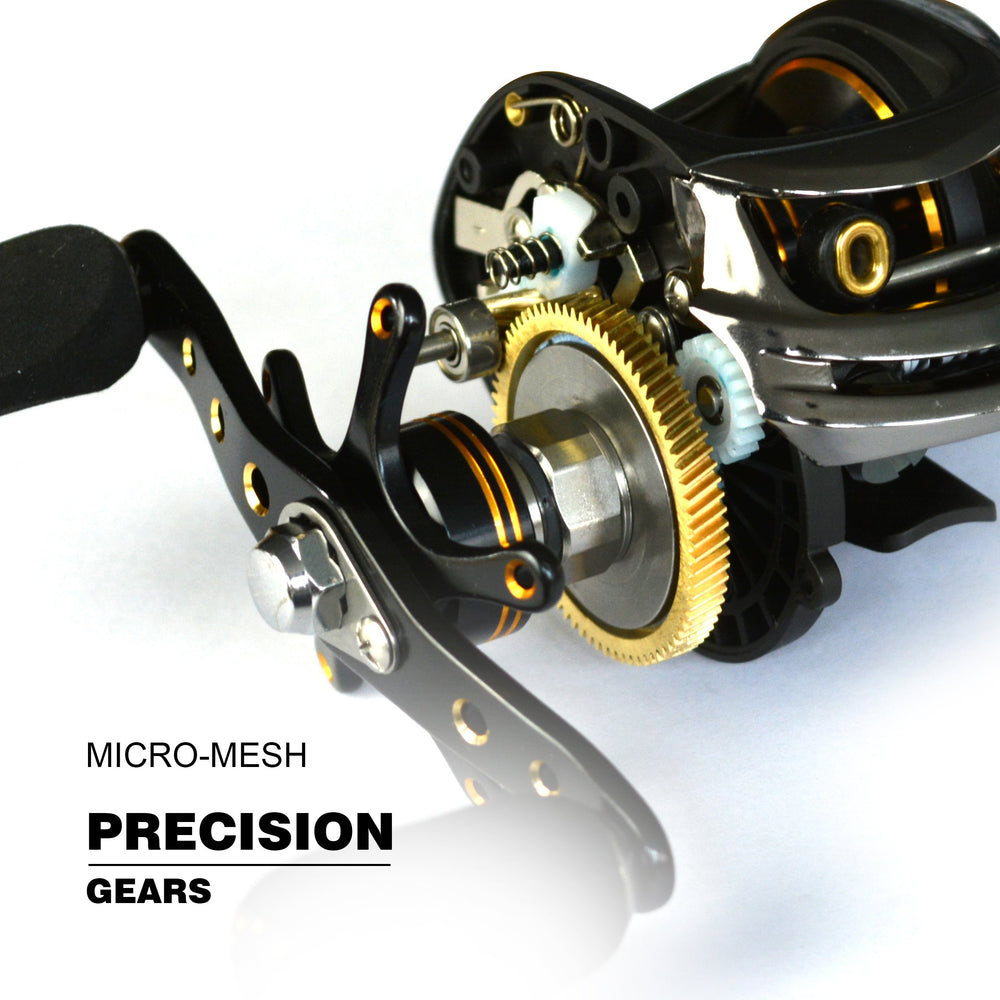 FishDrops baitcasting reel centrifugal brake aids precise casting.