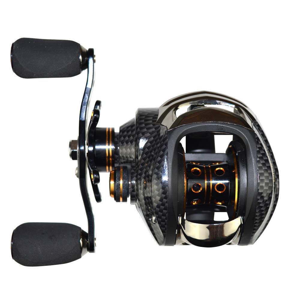 FishDrops baitcasting reel premium dual-color finish for luxurious feel.