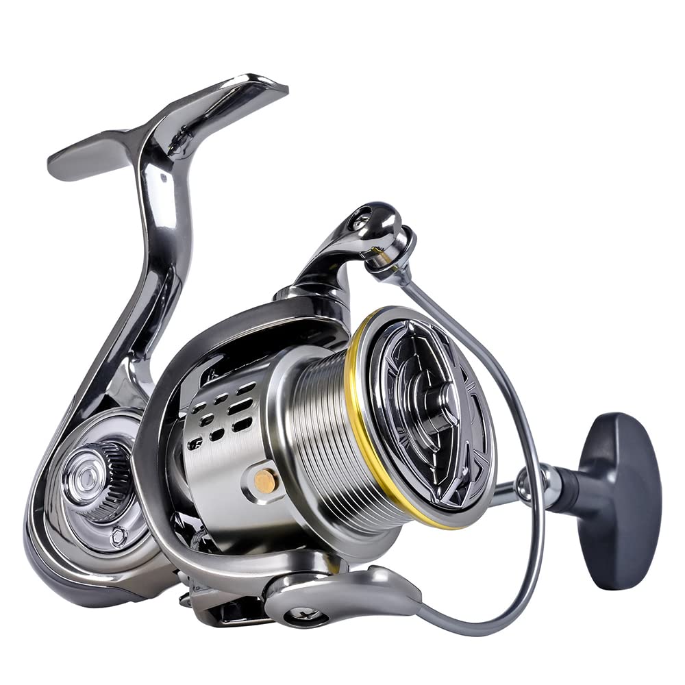Fishdrops saltwater spinning reel aluminum-frame emphasizes corrosion resistance and rugged feel.