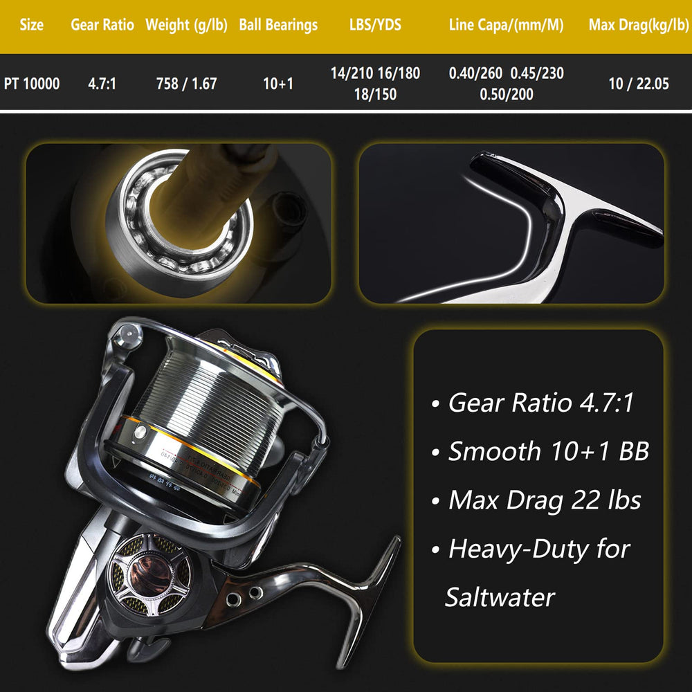 Fishdrops Surf Spinning Reel 10000 side profile