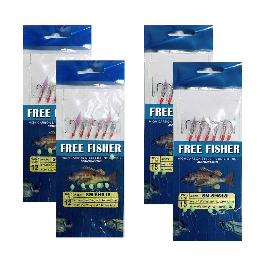 High-carbon hooks with swivels and safety snaps on rigs