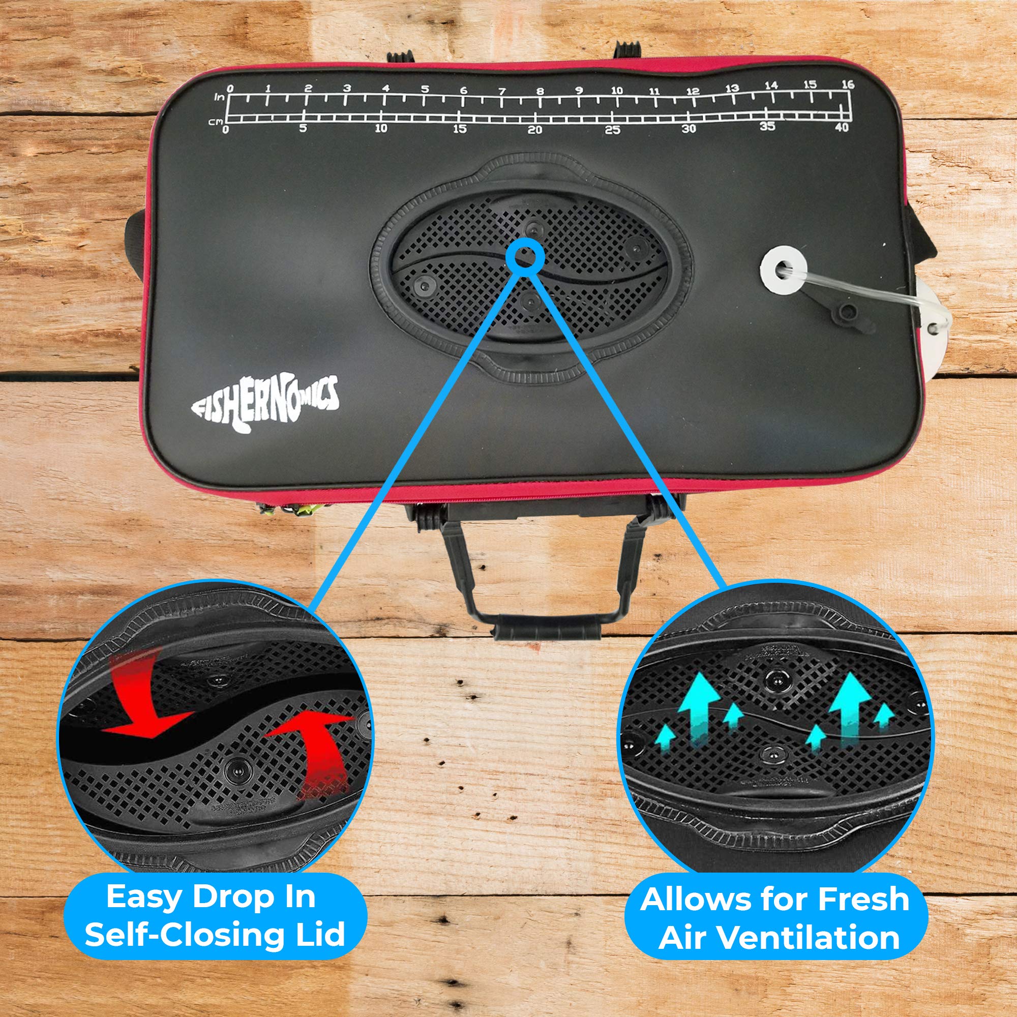 Side pocket and shoulder strap on Fishernomics collapsible bucket