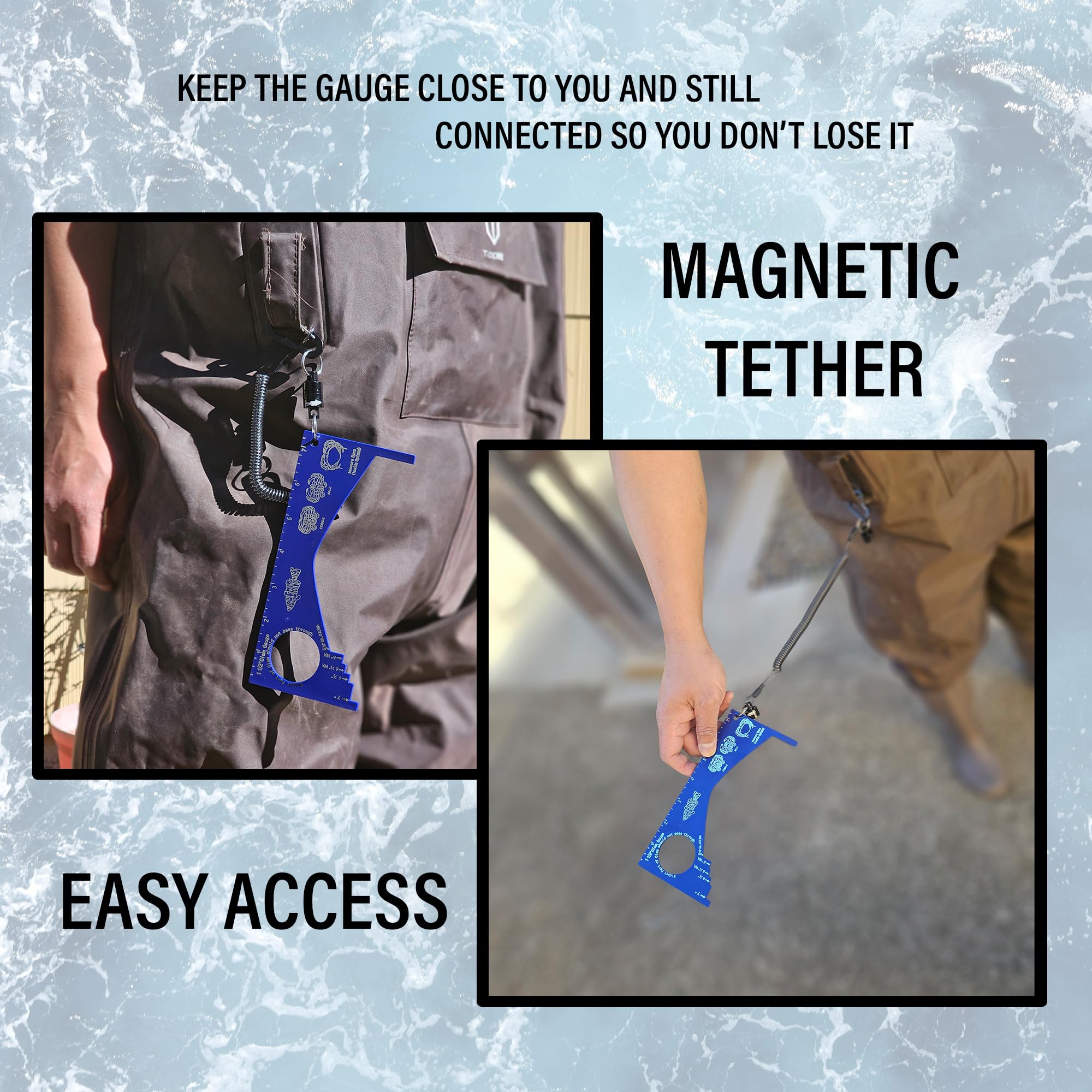 Crab measuring tool used with crabbing gear