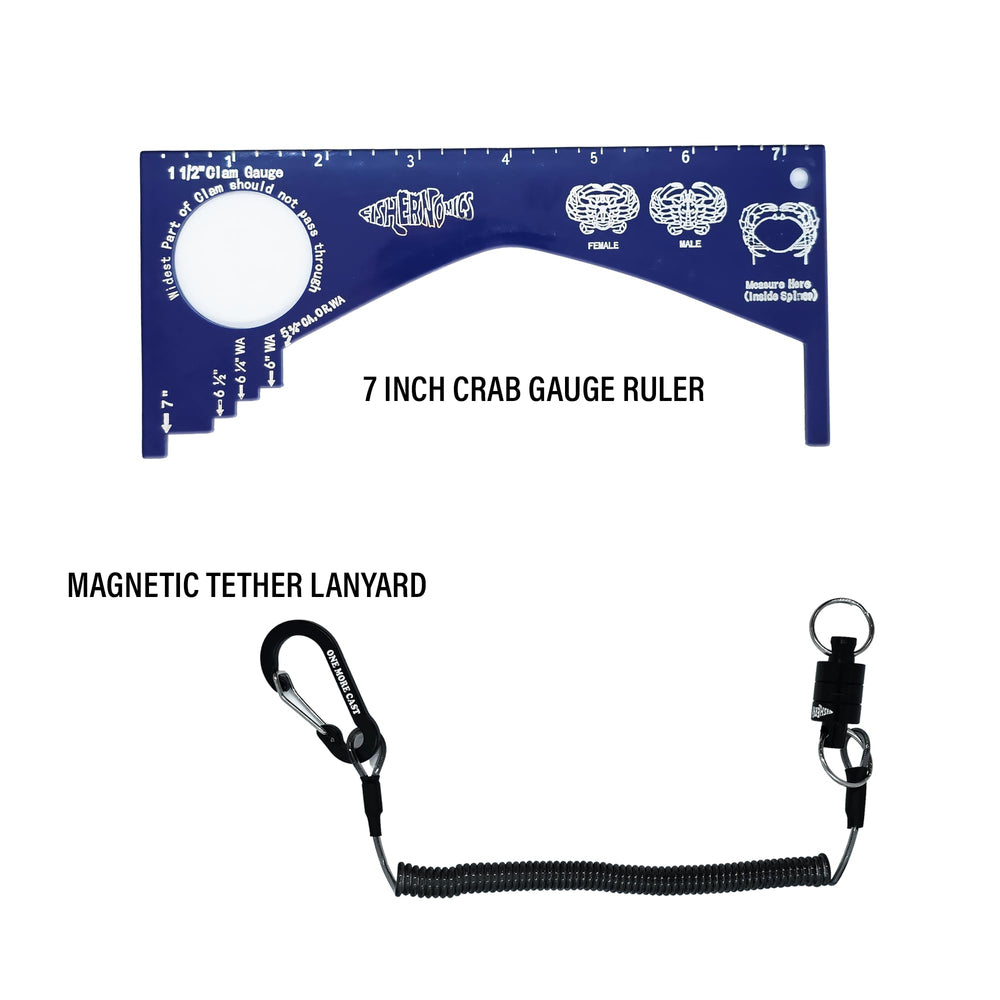 Close-up of the crab gauge showing measurement increments up to 7 inches