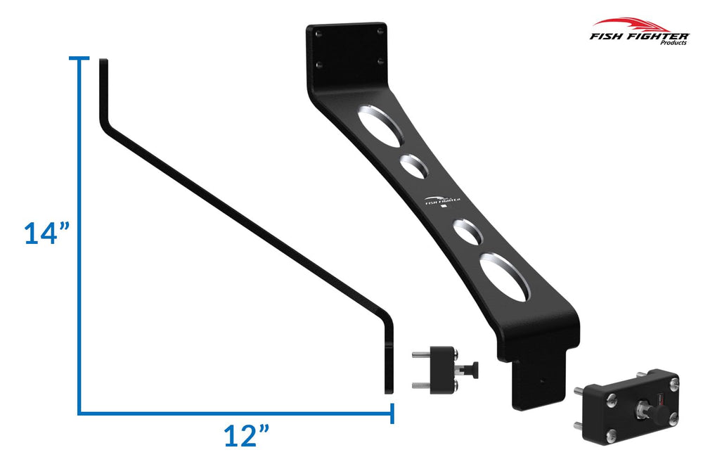 Fish Fighter quick release base mount close-up showing locking pin for dependable removal