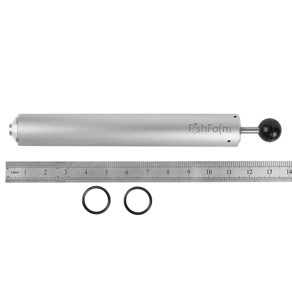 Side view of FishForm aluminium injector 8oz