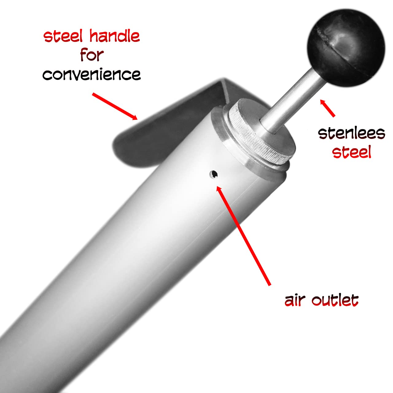 Close-up of 5/8 inch inlet and 9 mm injection hole