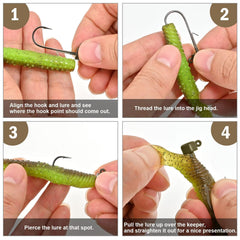 Fishfun 1/4oz green tungsten Ned Rig jig head close-up showing head and finish