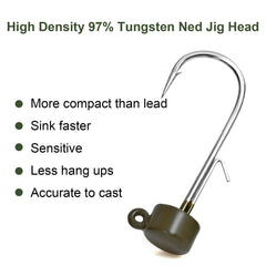 Fishfun 1/4oz green tungsten Ned Rig jig head side view
