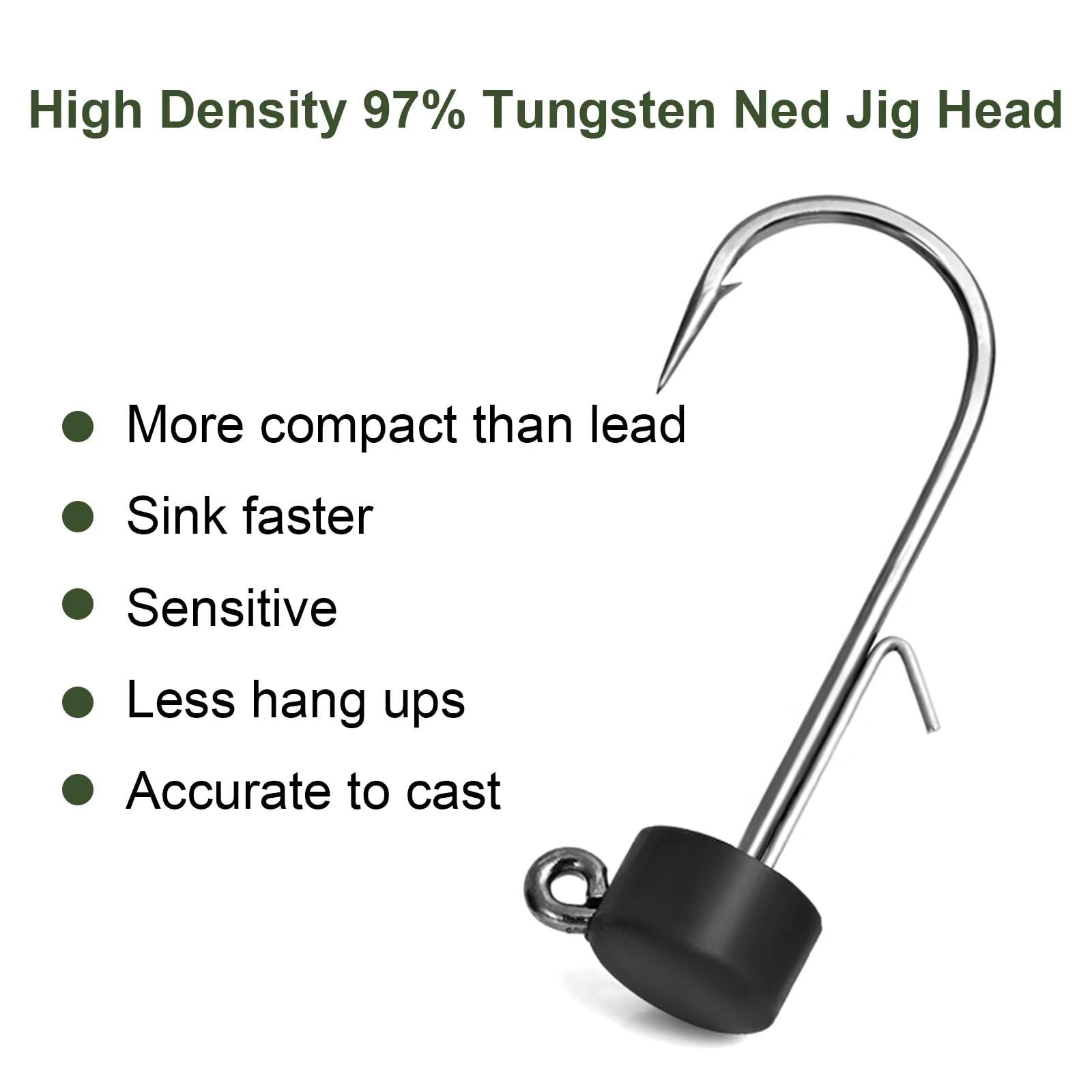 Close-up of Mustad 90-degree round-bend hook on Fishfun Ned Rig head