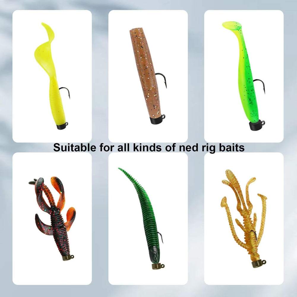 Different sizes of jig heads suitable for soft lures