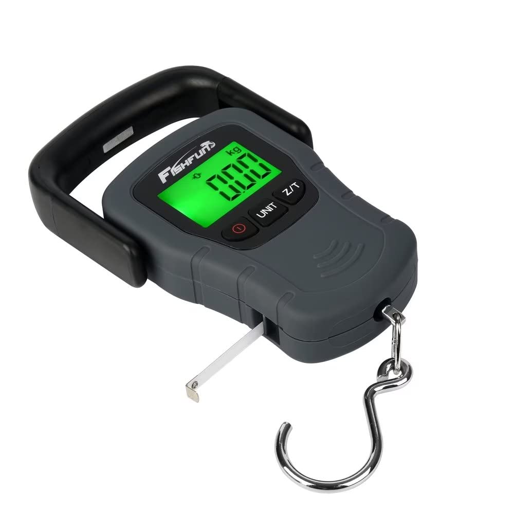 Fishfun digital fish scale with large handle and measuring tape
