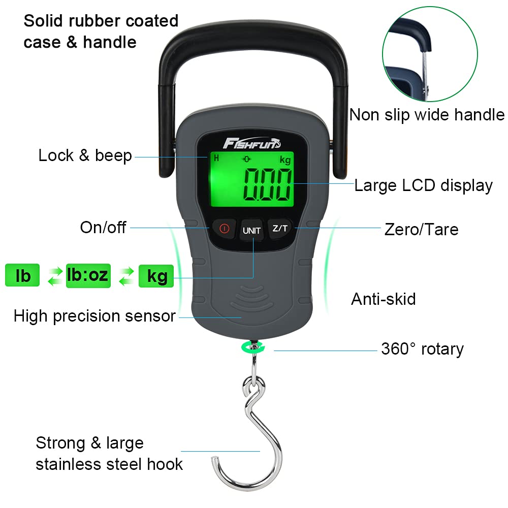 Durable fishing scale with reinforced hook and protective casing