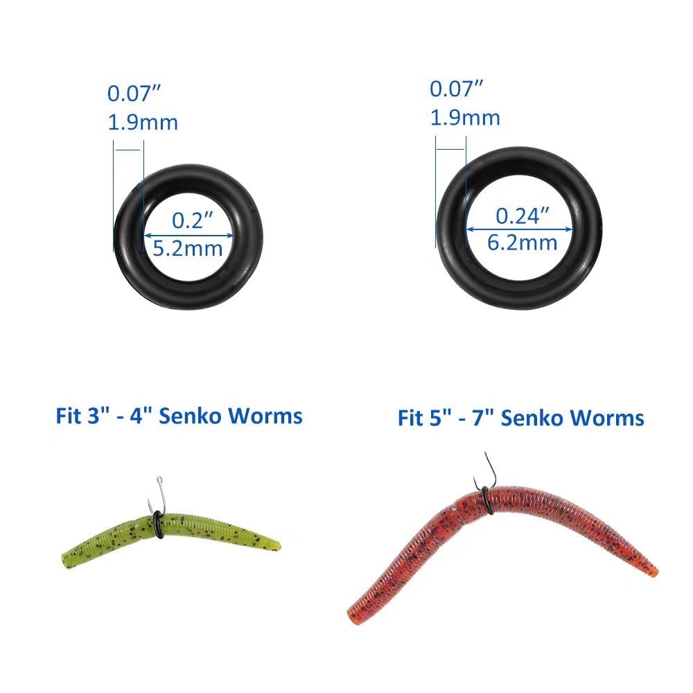Two silicone O-Rings for 3"-4" Senkos and 3"-7" range on Fishfun tool