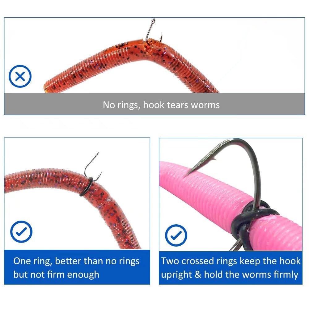 Wacky Rig Tool in use with worms and rings