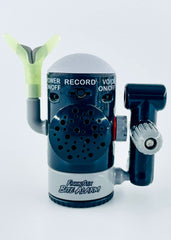 Fishin Stix Bite Alarm in black mounted on rod holder for hands-free bite alerts.