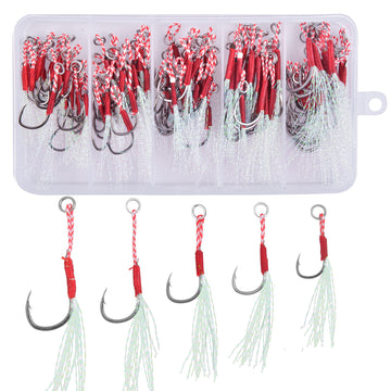 Boxed Fishing Assist Hooks Jigging Kit with 100 pieces (sizes 11-15)