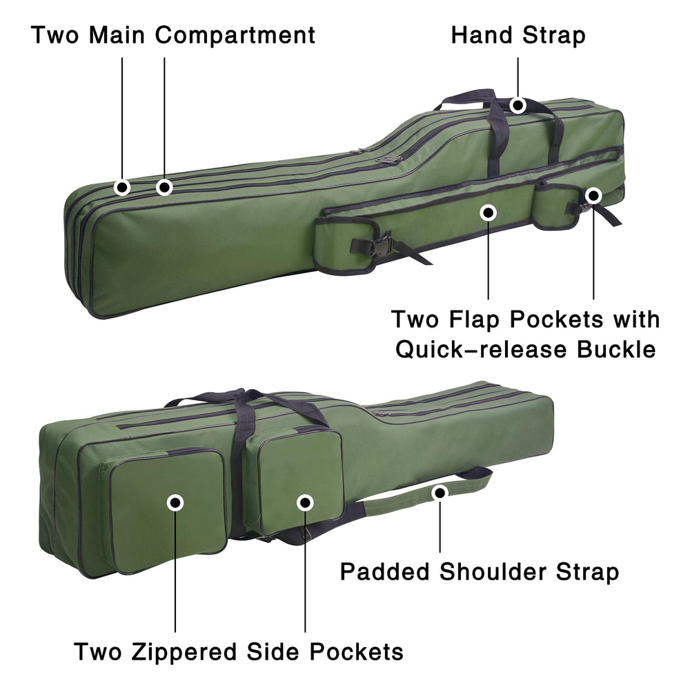 Dual main compartments for rods, lines and tackle