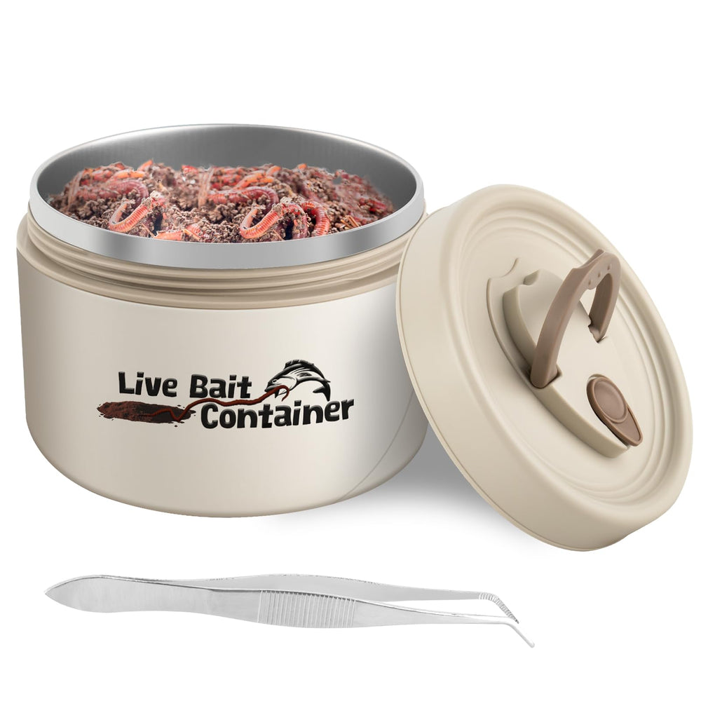 Insulated live bait container with handle and 600ml capacity