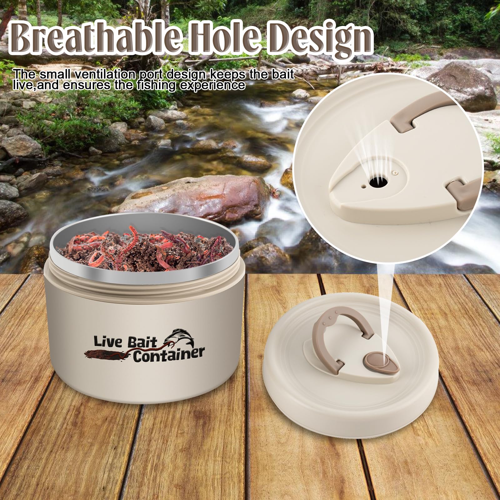 Ventilation holes on lid provide airflow for worms