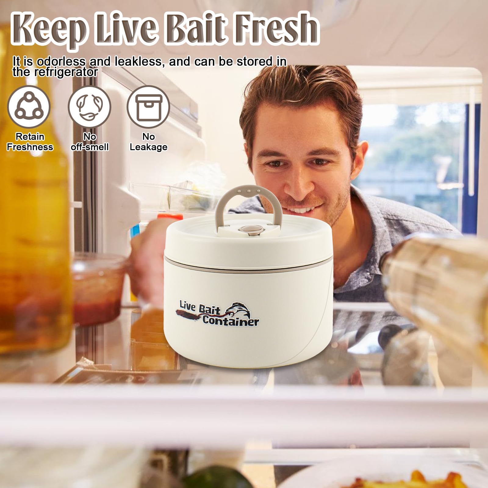 Portable bait container with integrated carrying handle