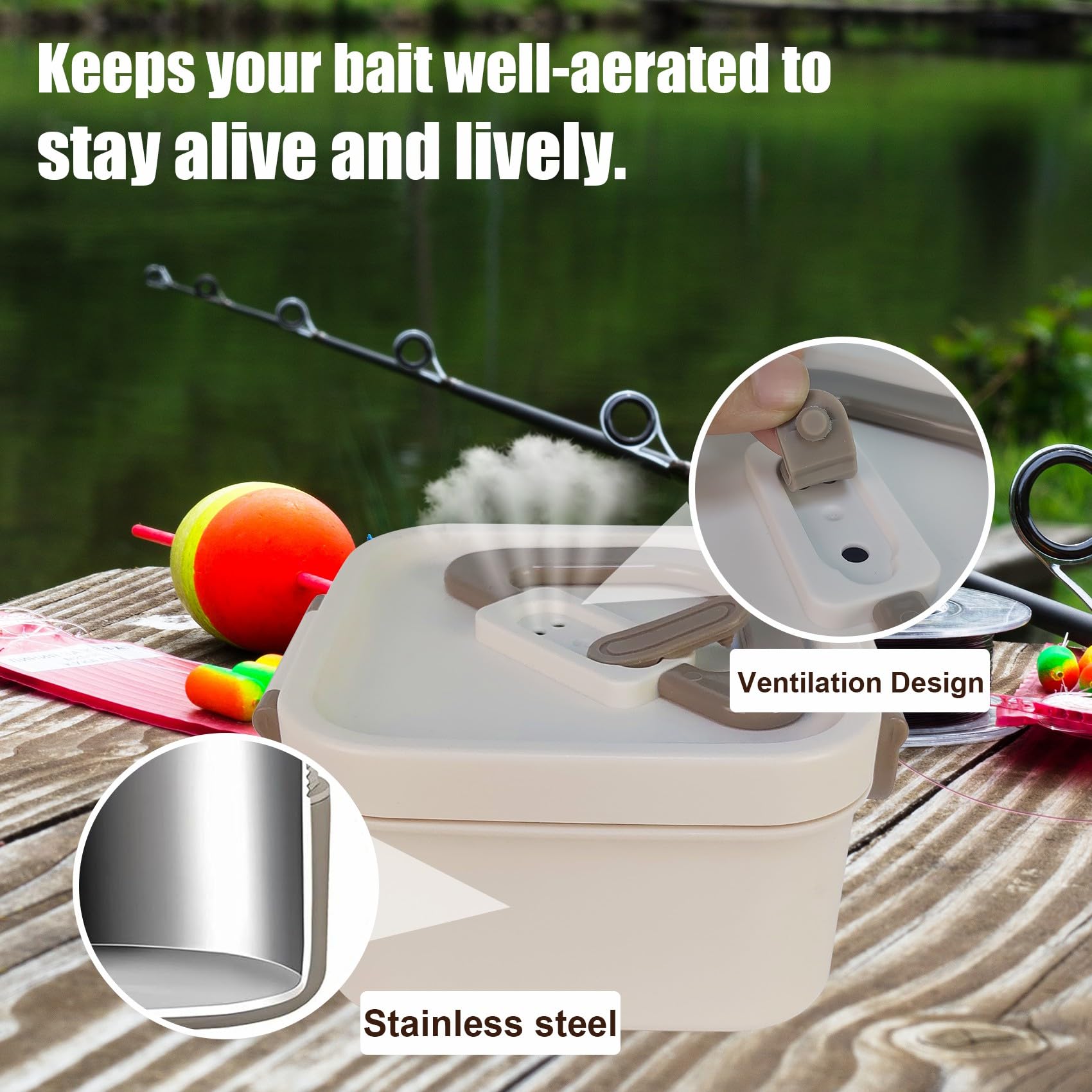 Durable secure latch on bait storage container