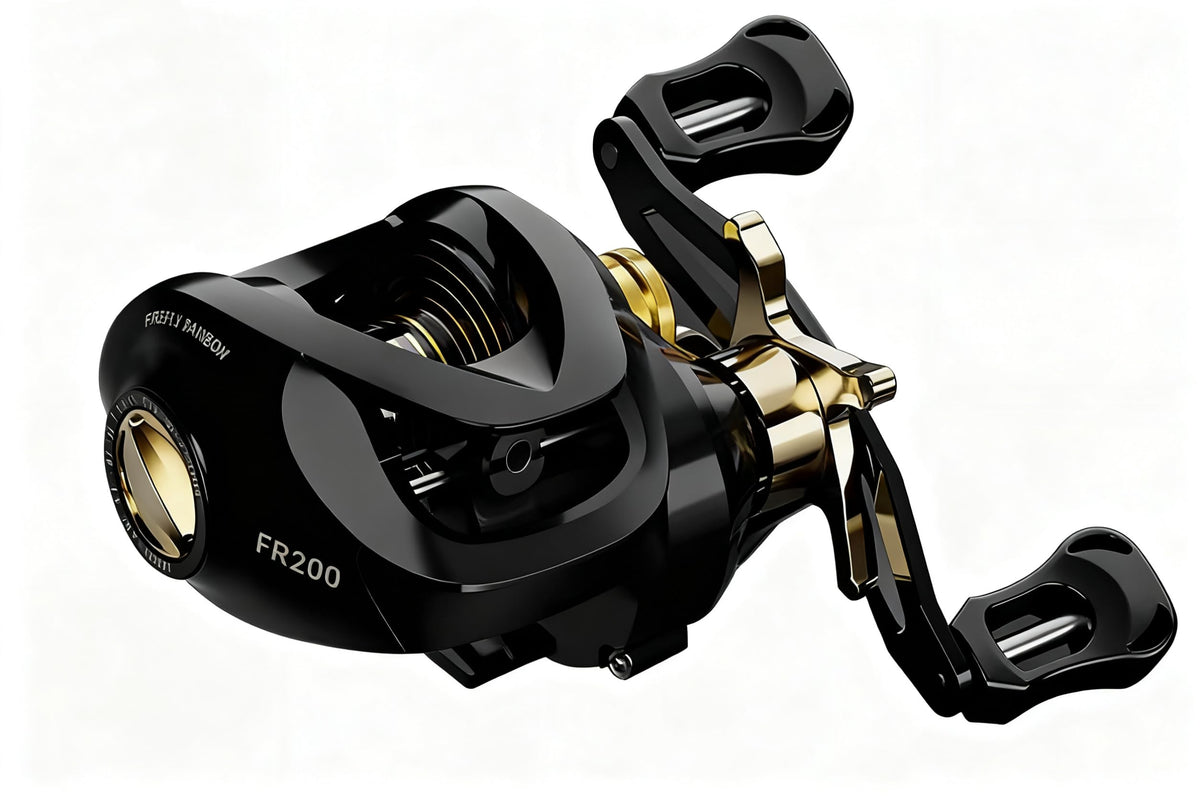 7.2:1 left-handed black gold baitcasting reel with 18+1 stainless steel bearings