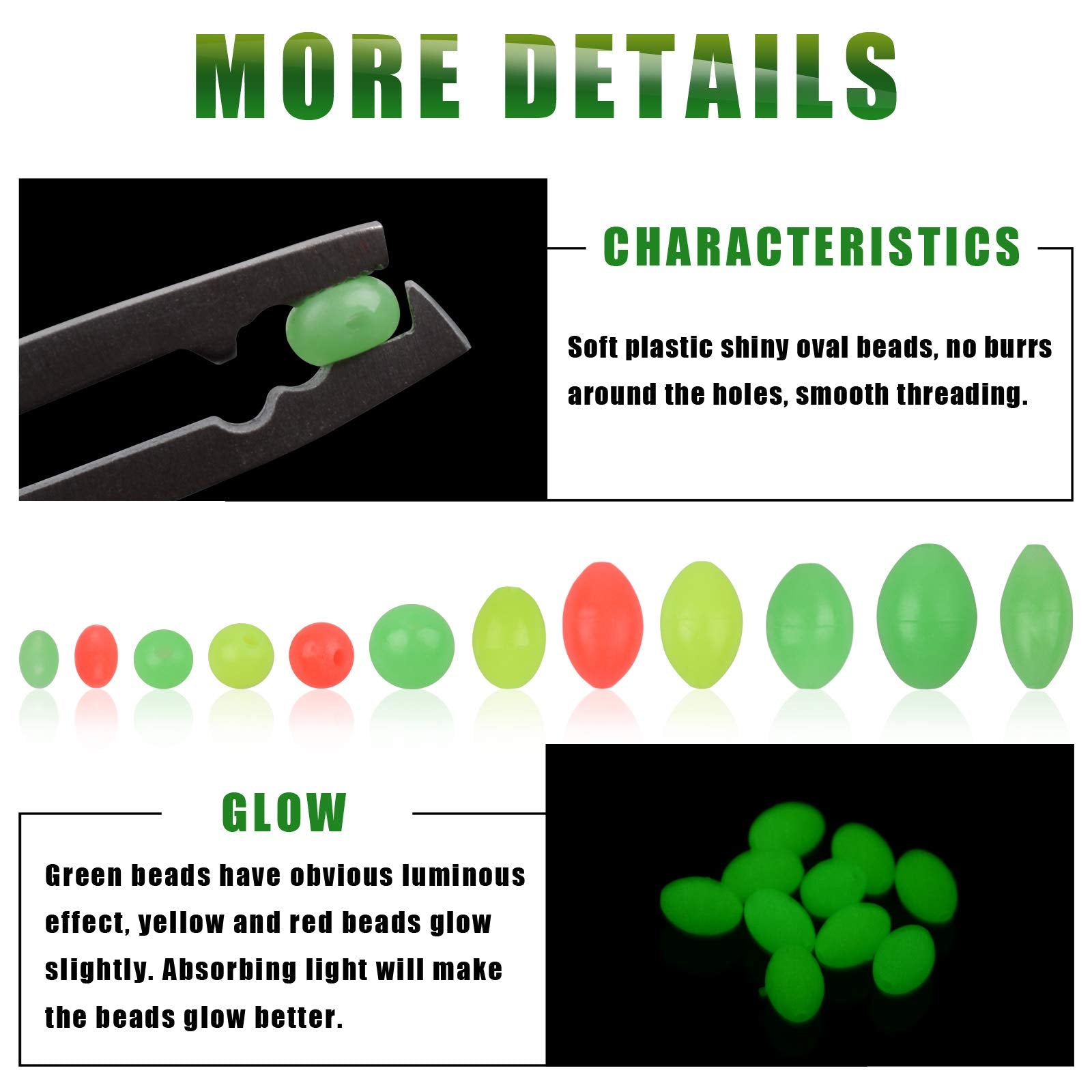 Yellow and red glow beads luminous under light