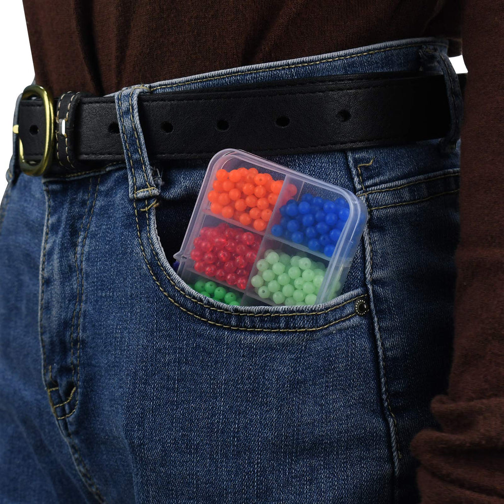 Plastic storage box with 1000 glow fishing beads, 5mm