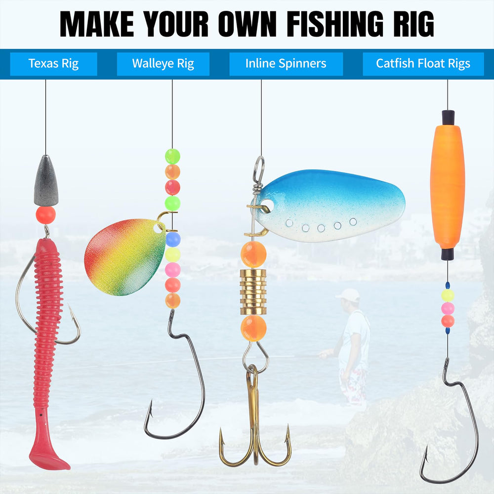 Glow-in-the-dark fishing beads illuminated