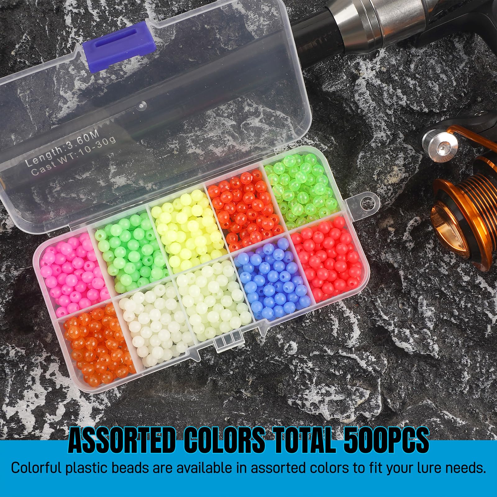 Storage box with beads for DIY fishing rigs