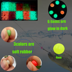 Close-up of glow-in-the-dark beads in case