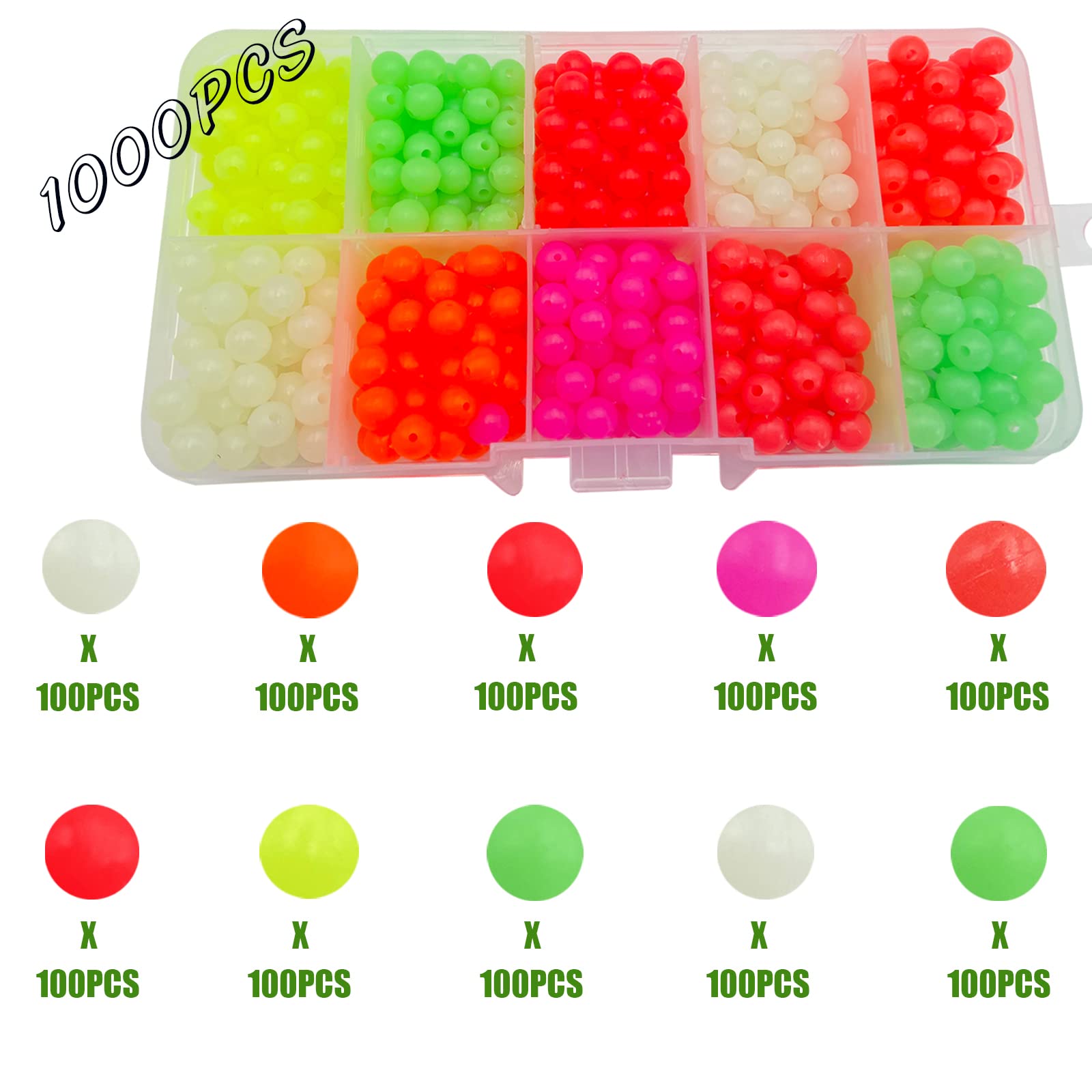 Rubber soft beads and beads in green color
