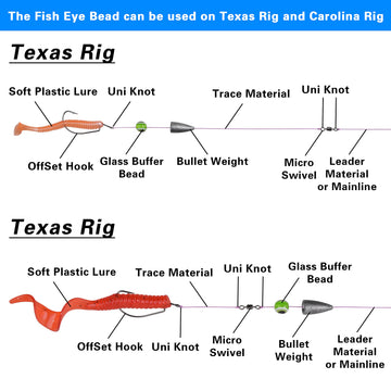 Plastic fishing beads for Texas rigs, Carolina rigs, and slip bobber rigs