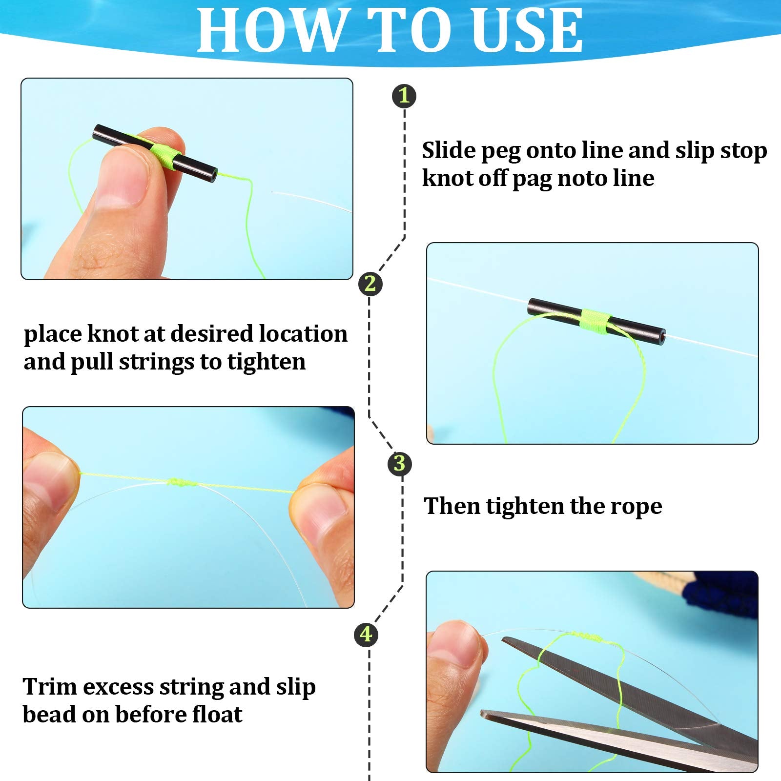 Nylon braided wire bobber stop with beads