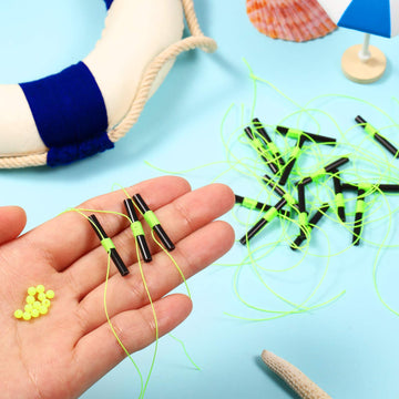 Bobber stop string with beads on monofilament line