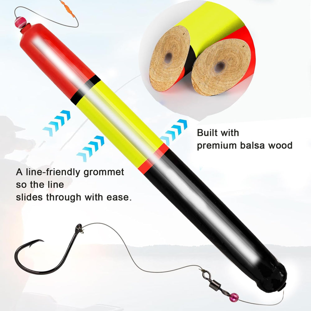 Three slip floats with adjustable stops and beads