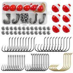 75-piece fishing tackle kit in a plastic box
